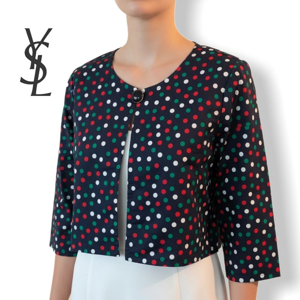 Yves Saint Laurent Polka Dot Cropped Jacket Vintage 80s Size S / M, Archival